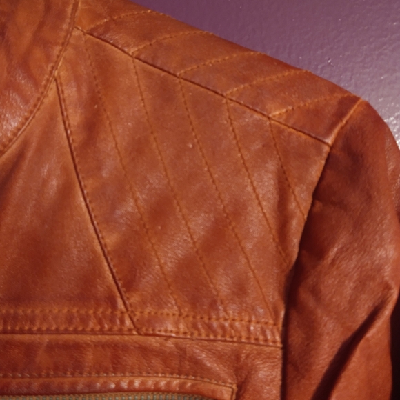 Sebby Collection Faux Leather Medium Brown Jacket - Picture 8 of 14
